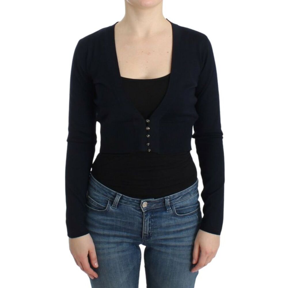 Cavalli Black cropped wool Women's cardigan
